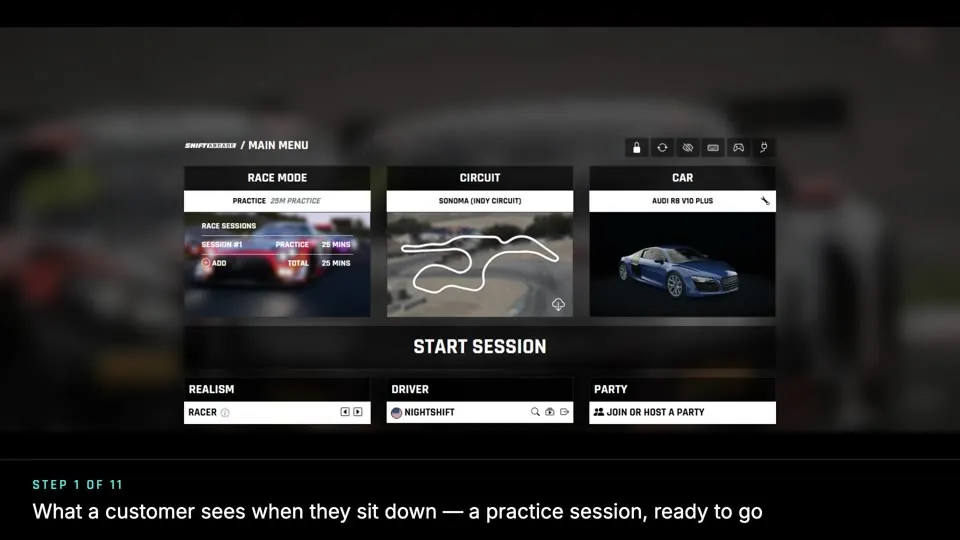 Sit down, pick a car, race